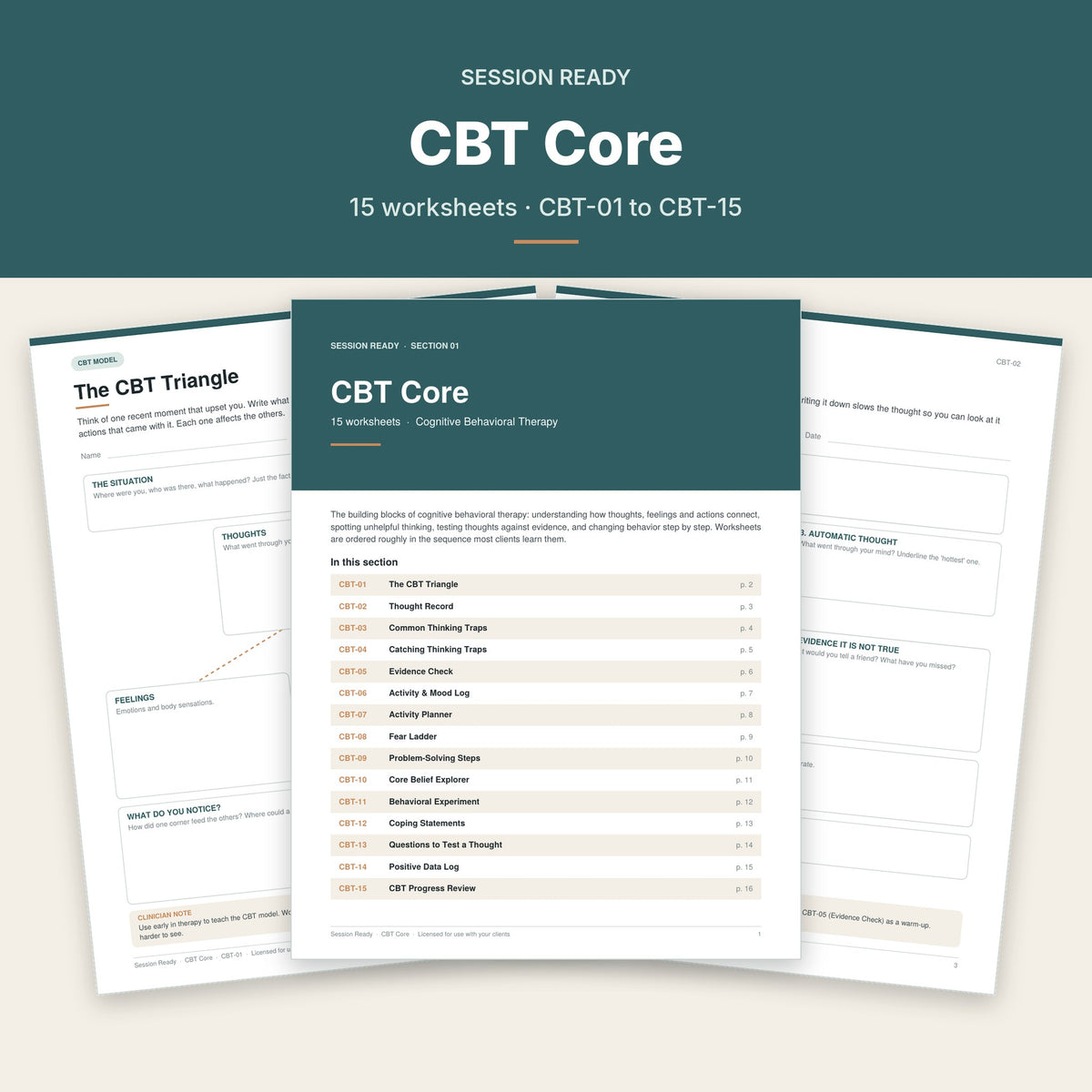 CBT Core worksheet pages