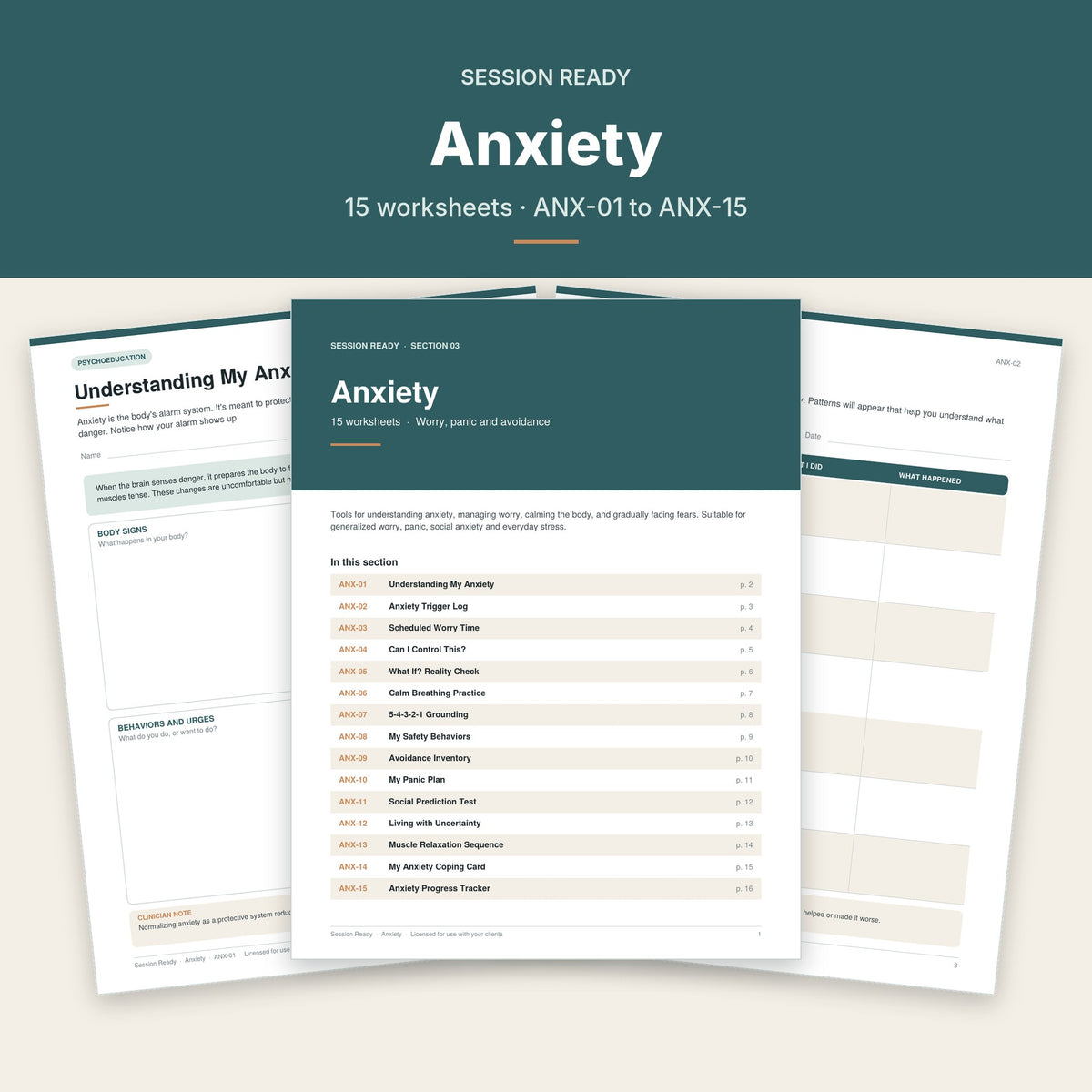 Anxiety worksheet pages