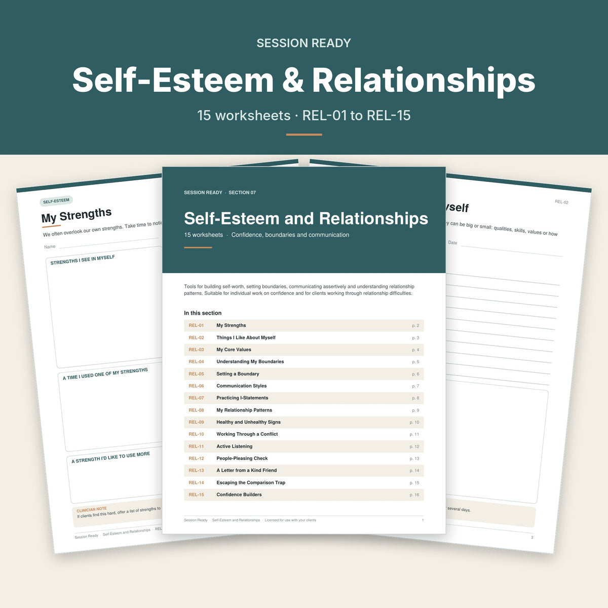 Self-Esteem and Relationships worksheet pages