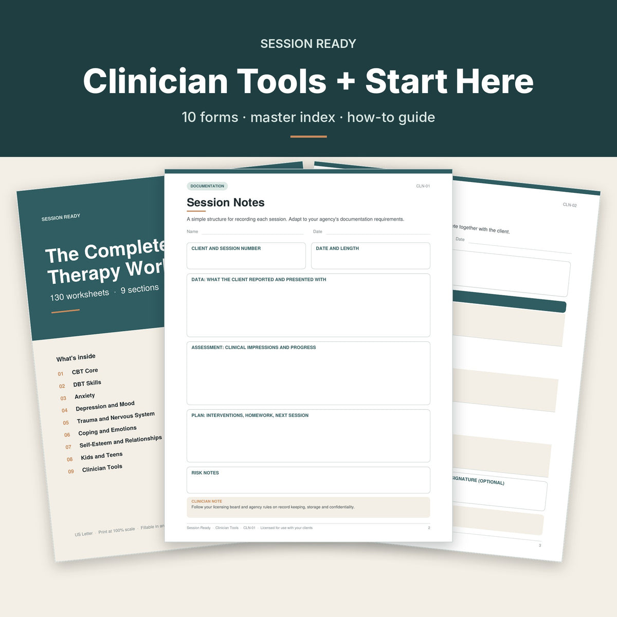 Clinician Tools forms and Start Here guide