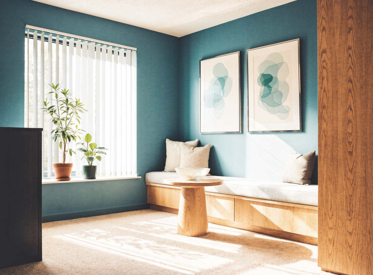 Quiet private practice waiting area with plants
